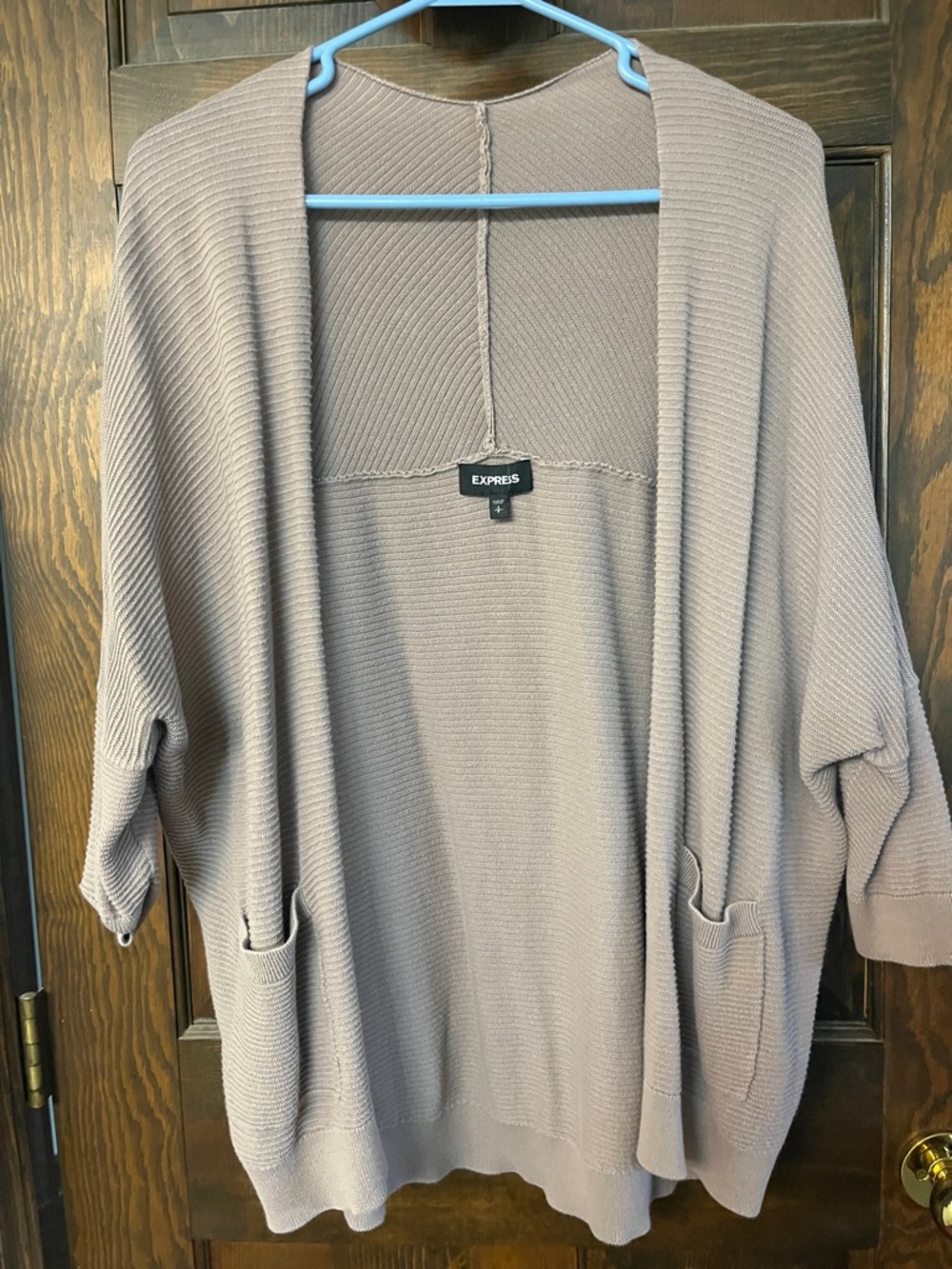 Express Women's Taupe Open-Front Knit Cardigan